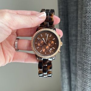 Michael Kors Tortoiseshell Watch Ritz MK5038 Swarovski Crystals chronograph dial